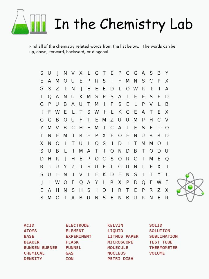 Free Printable Chemistry Word Search Chemistry 