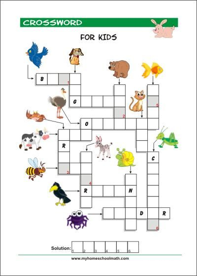 Free Printable Crossword Puzzles For Kids With Pictures