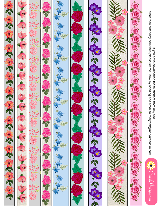 Free Printable Floral Washi Tapes Adesivos Sticker 