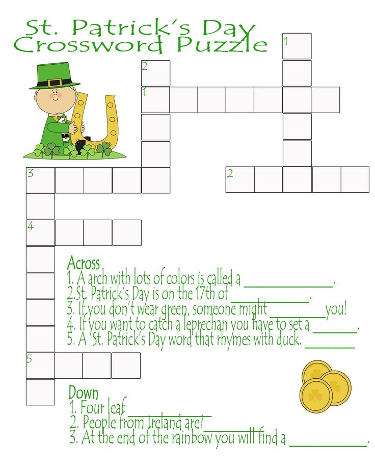 Free Printable St Patrick s Day Crossword Puzzles 