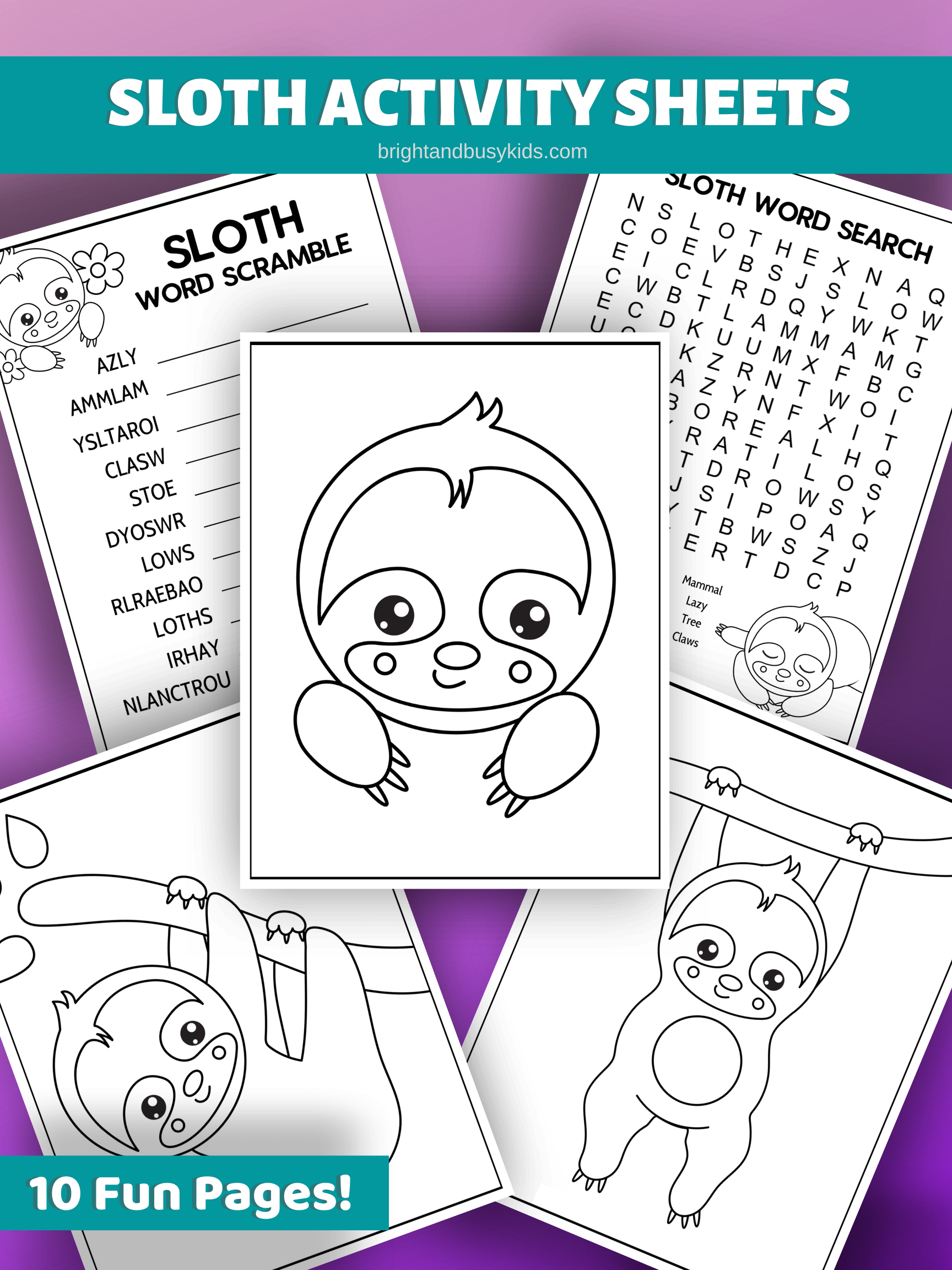 Free Printables For Kids Sloth Activity Sheets