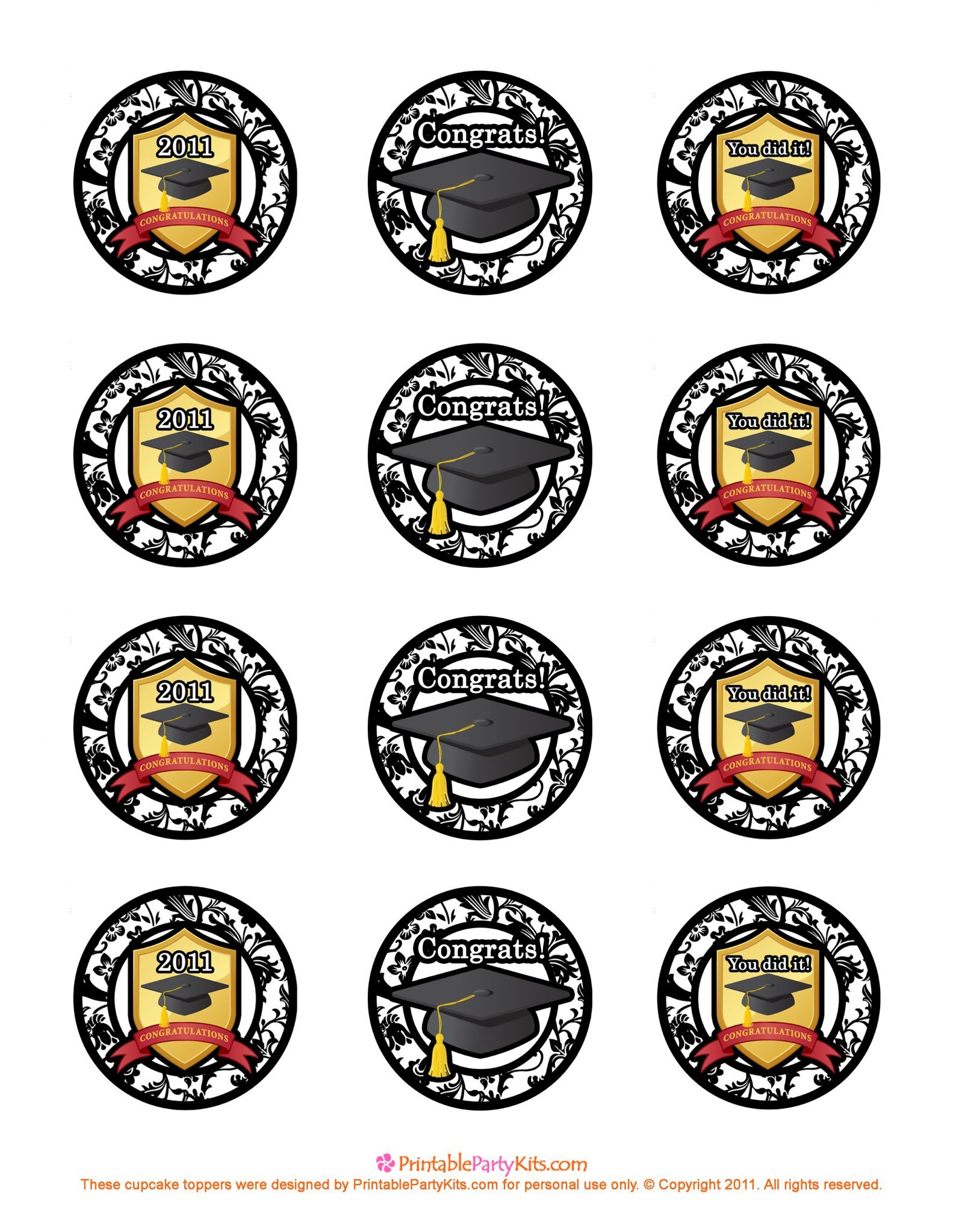 Freebie Graduation Cupcake Toppers Printable Party Kits