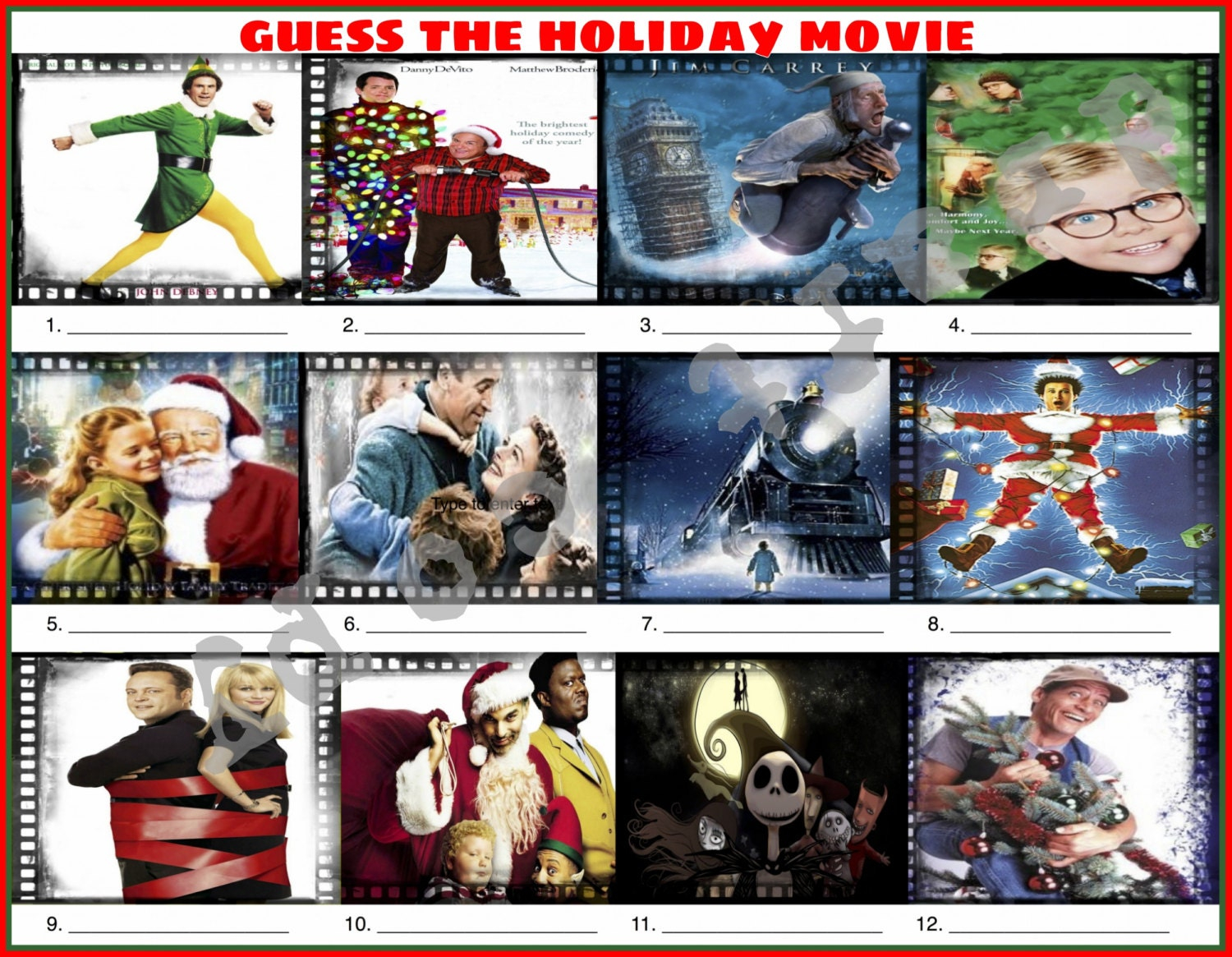 Guess The Holiday Christmas Movie Christmas Game