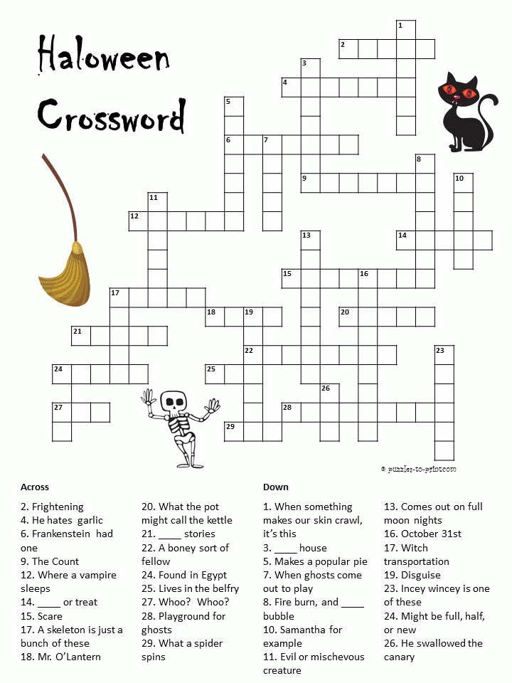 Halloween Crossword Halloween Crossword Puzzles 