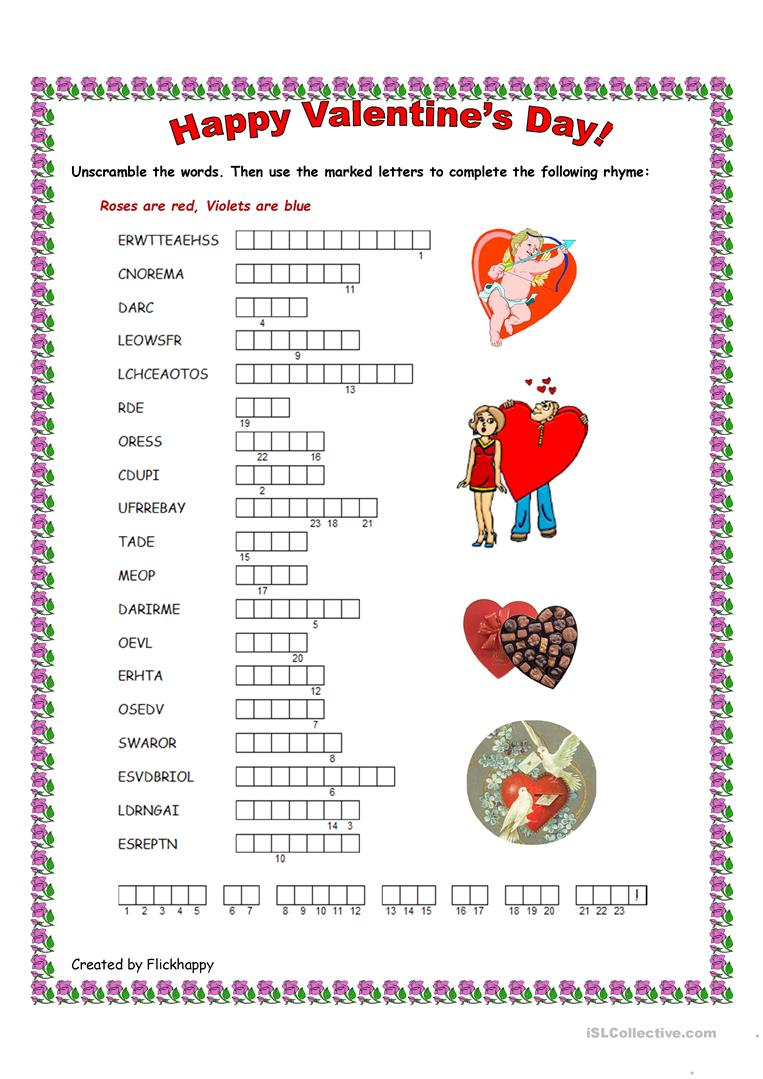 Happy Valentine s Day Worksheet Free ESL Printable 