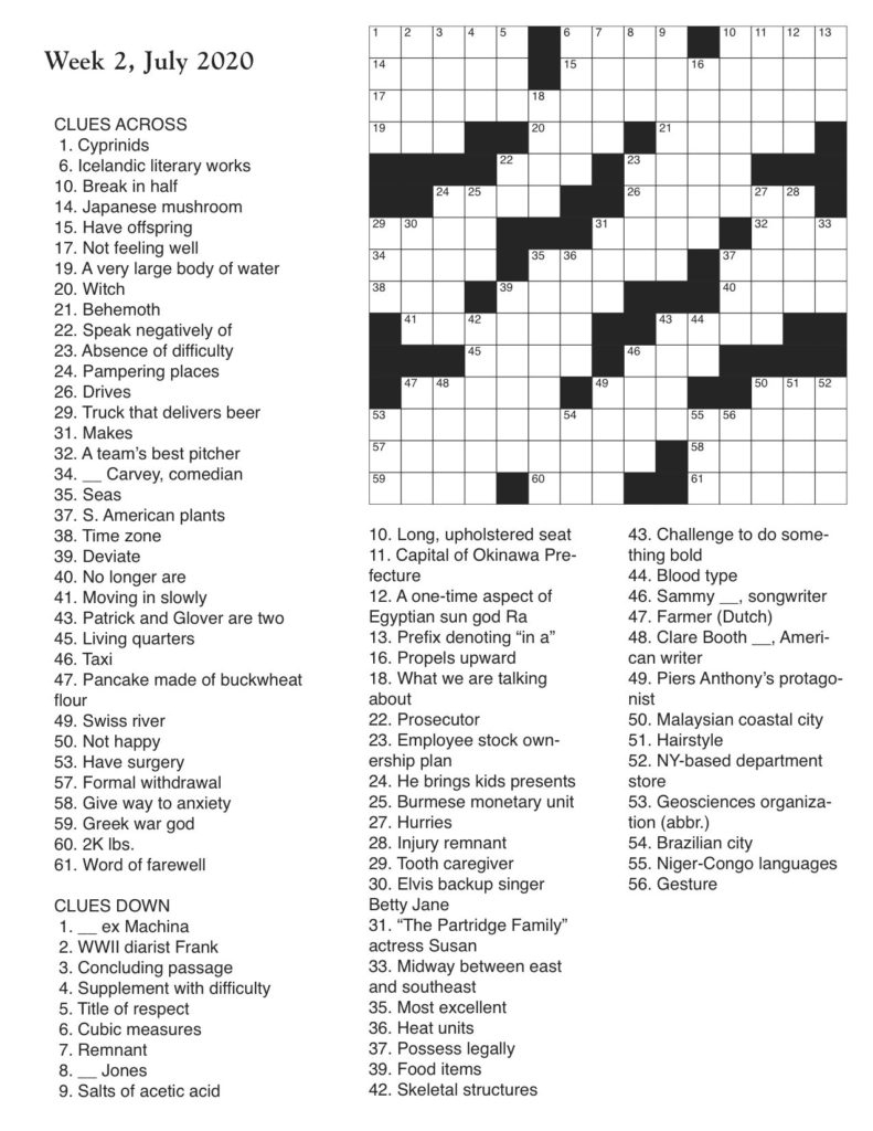 July Crossword Week 2 ECB Publishing Inc 