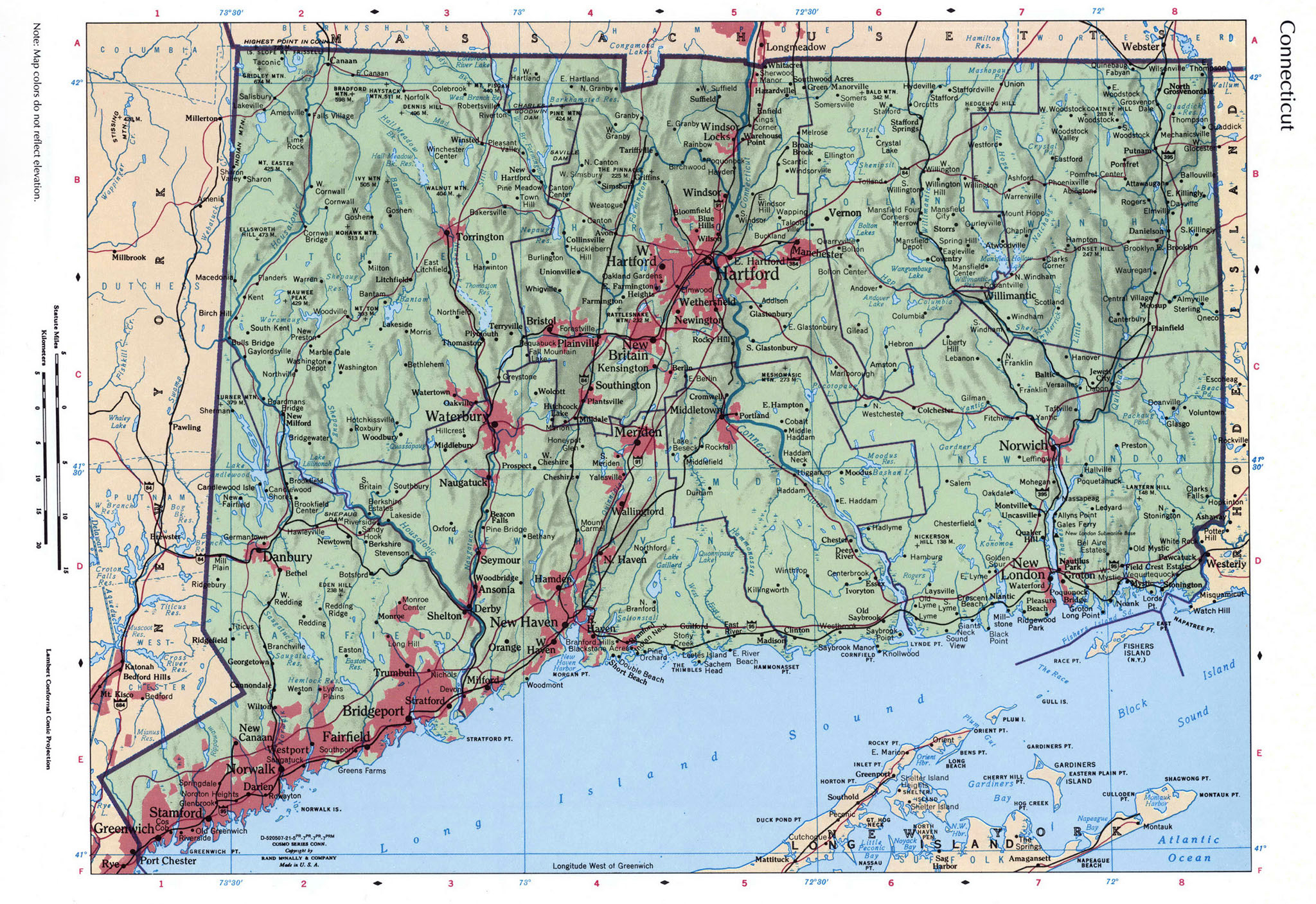 Large Detailed Roads And Highways Map Of Connecticut State 