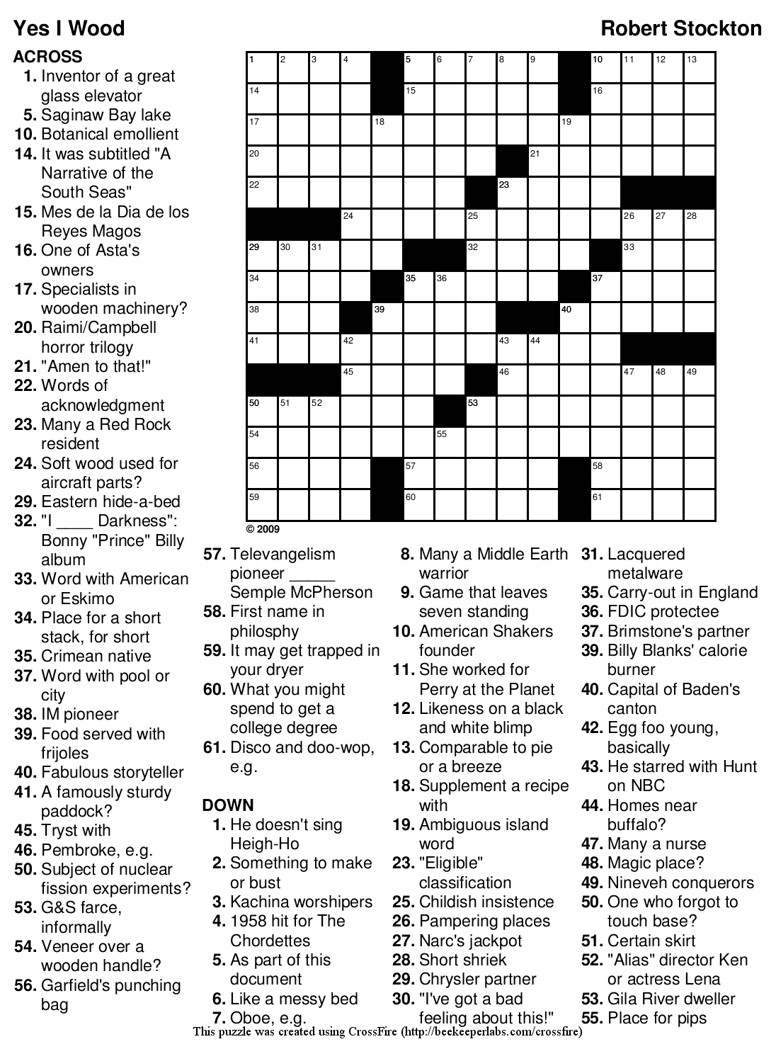 Large Print Crossword Puzzles Free