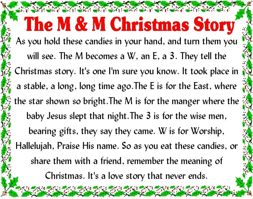 M&m Christmas Story Printable