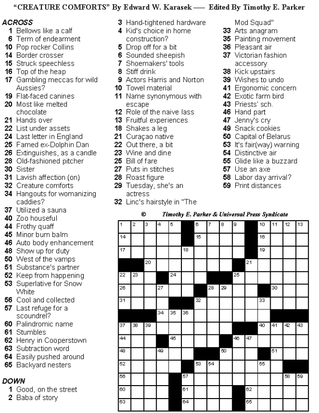 Medium Difficulty Crossword Puzzles To Print And Solve 