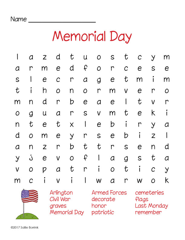 Memorial Day Word Search Puzzle A Quiet Simple Life With 