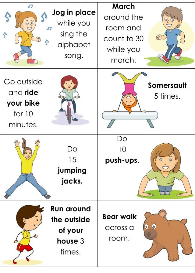 Movement Card 4 Physical Activities For Kids Physical 