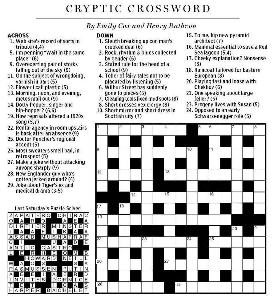 National Post Cryptic Crossword Forum Saturday April 7 