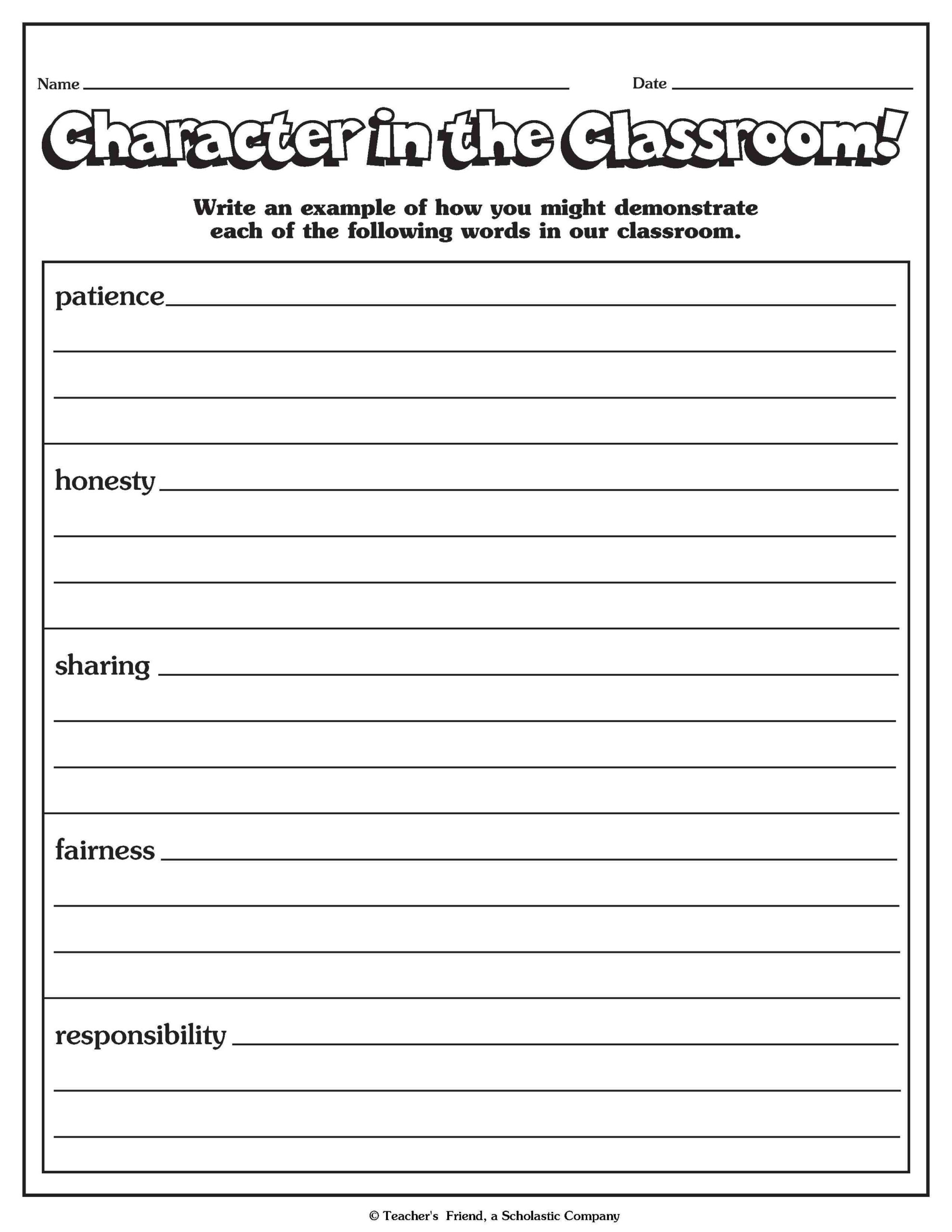 Nerdy Free Printable Character Education Worksheets