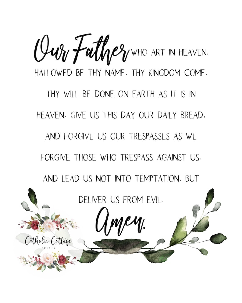 Our Father Catholic Christian Prayer Digital Printable Etsy