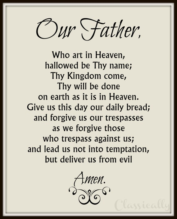 Our Father Prayer Printable Catholic Print Lord s