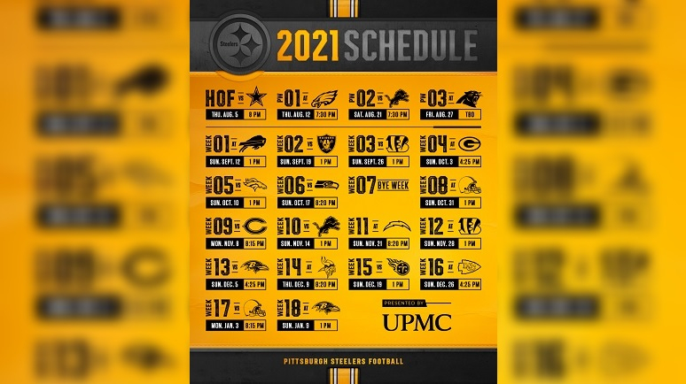 Pittsburgh Steelers 2021 Schedule Series History Against