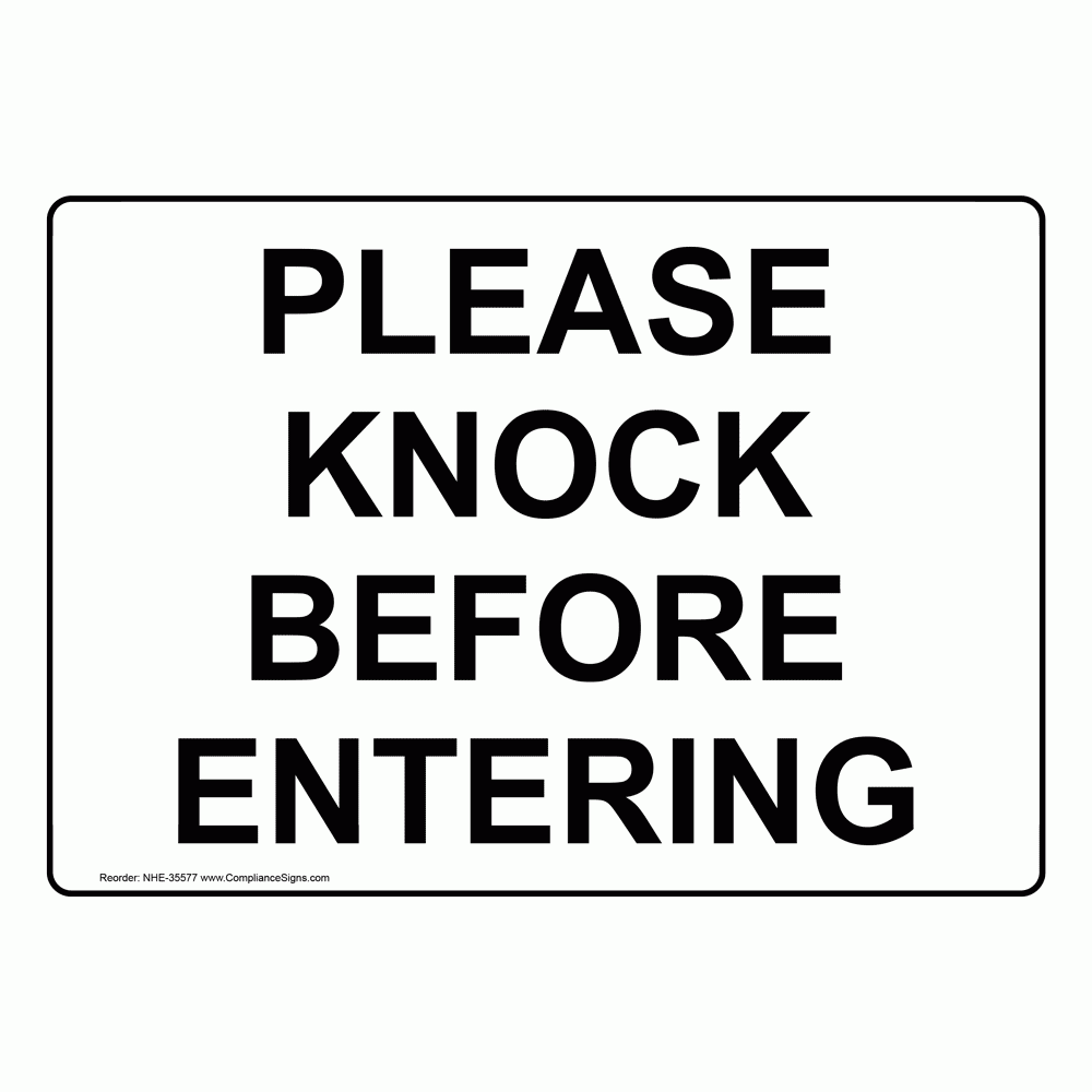 Please Knock Before Entering Sign NHE 35577