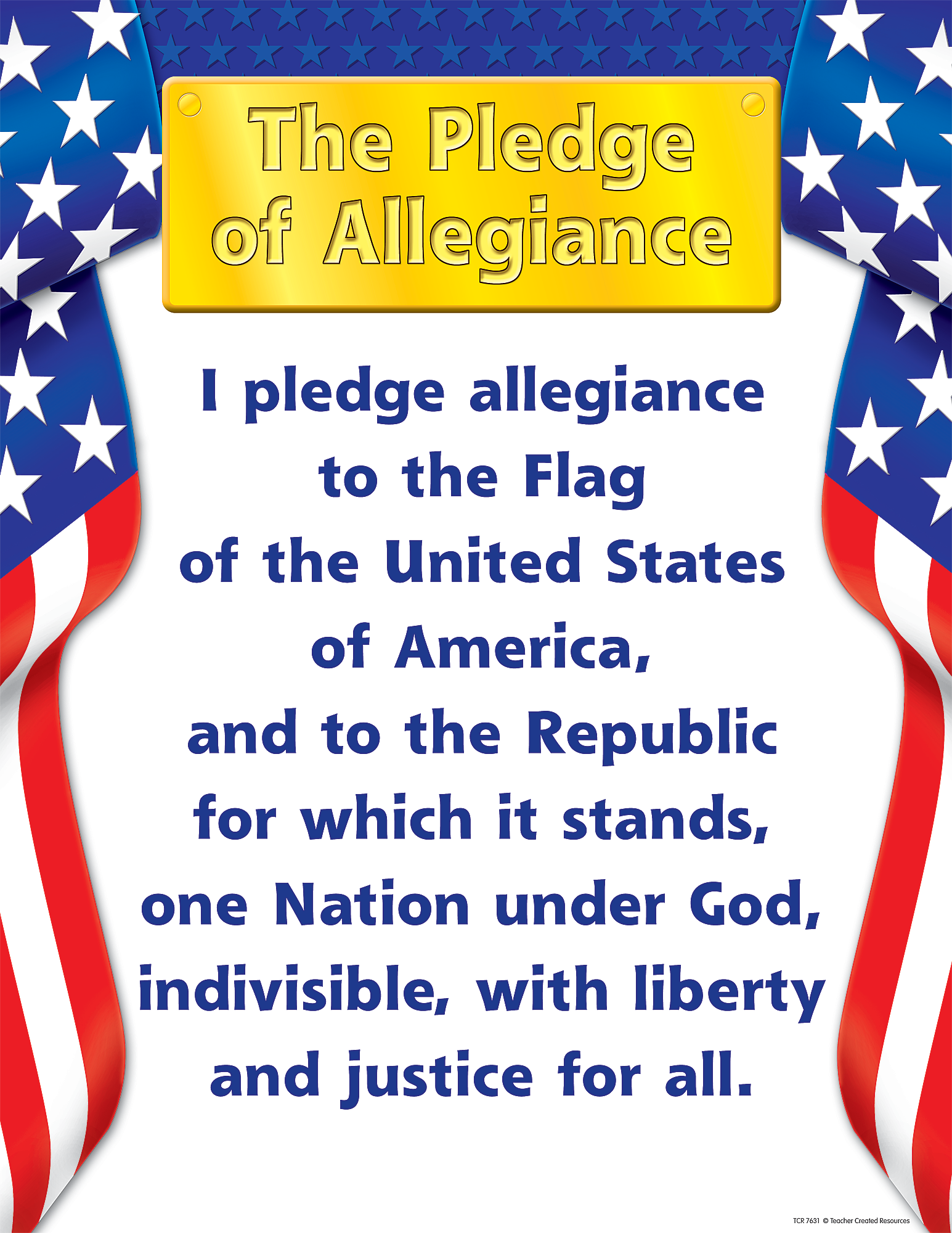 Pledge Of Allegiance Chart TCR7631 Teacher Created 