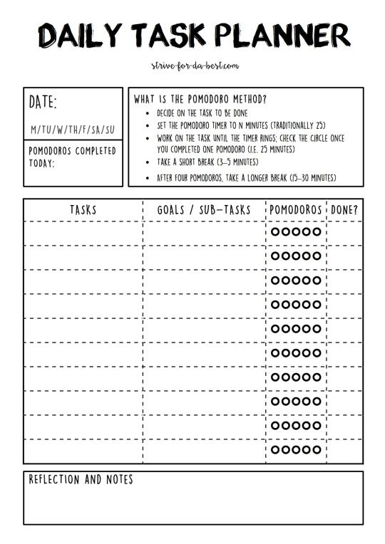 Pomodoro Worksheet Pomodoro Method Study Methods 