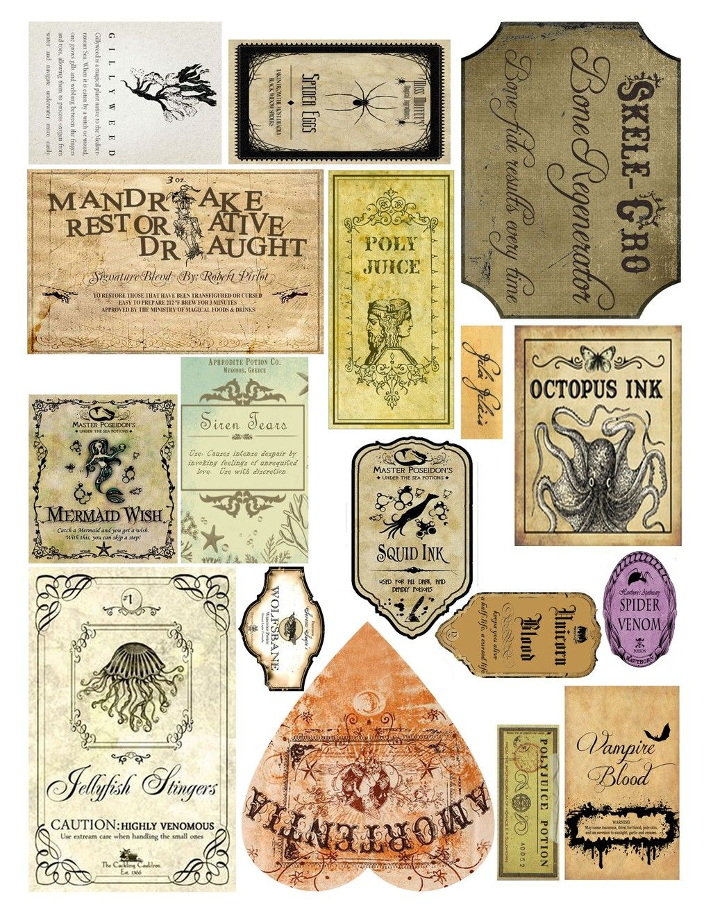 Potion Label Sheet Harry Potter Potion Labels Harry 