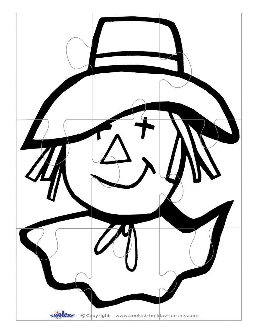 Printable B W Scarecrow Face Large Puzzle Coolest Free 