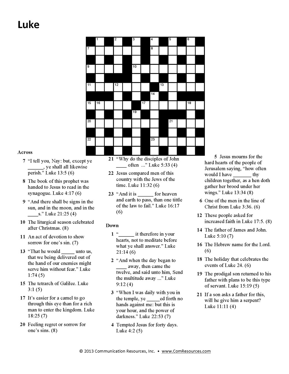 Printable Bible Puzzles Kjv Printable Crossword Puzzles