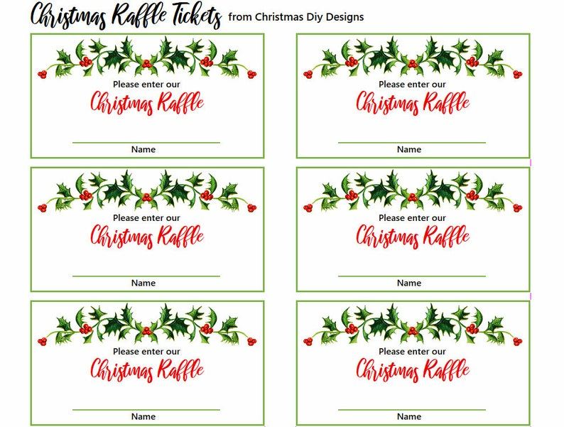 Printable Christmas Party Raffle Tickets Etsy