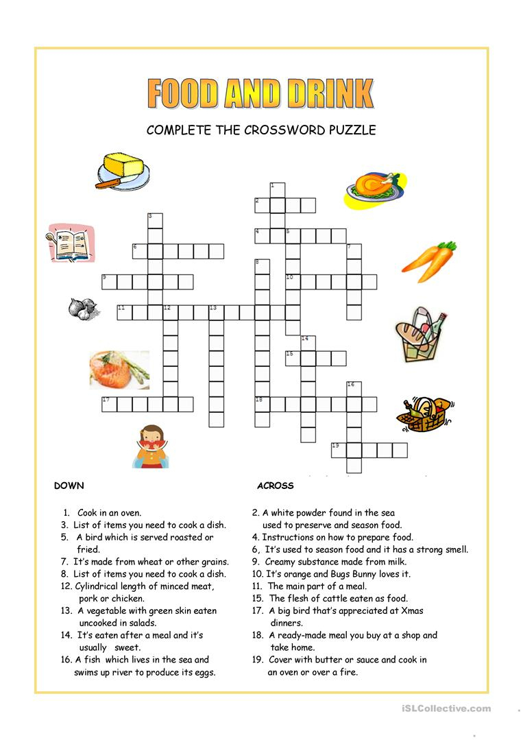 Printable Crossword Puzzles About Food Printable 