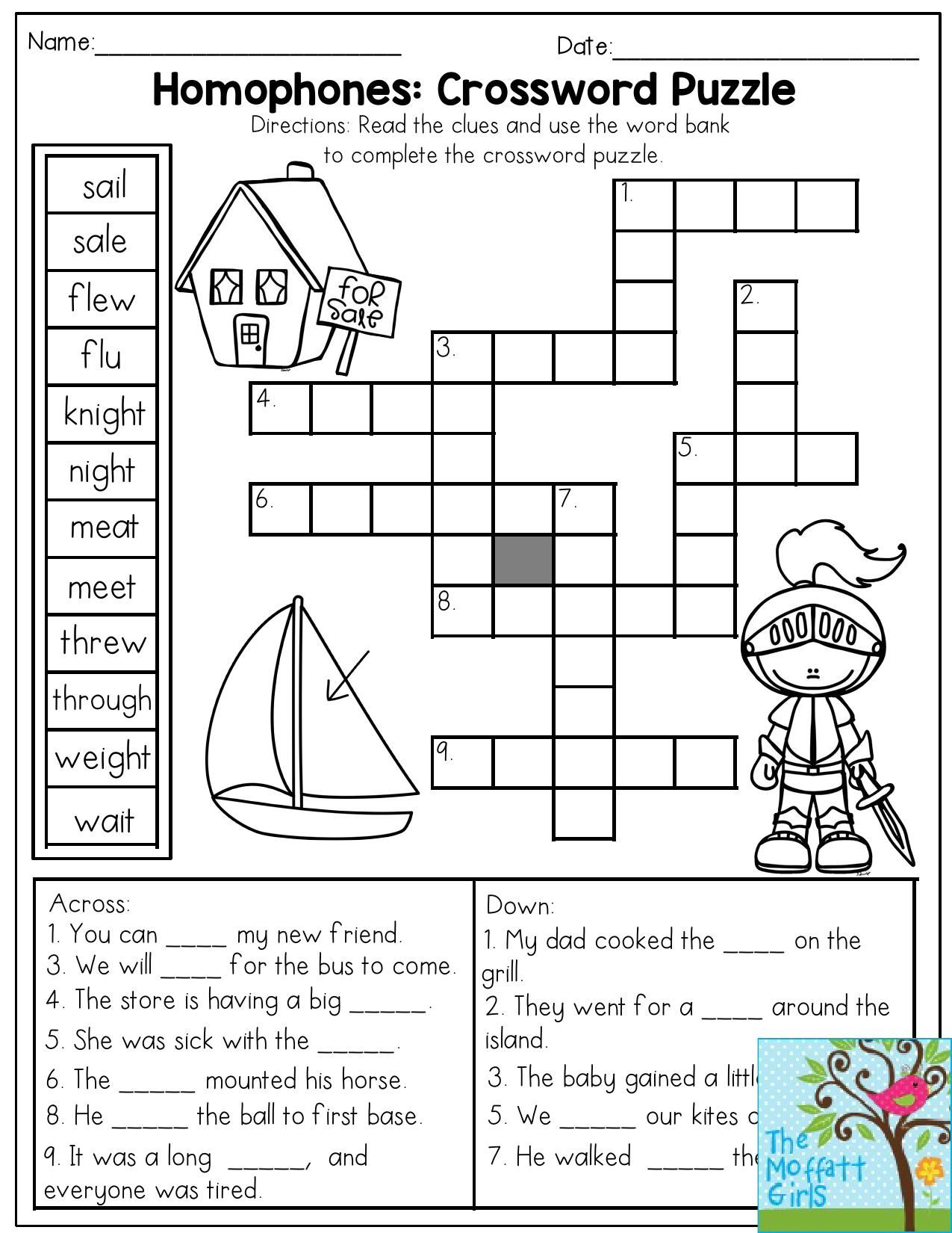 Printable Crosswords For 1St Grade Printable Crossword 