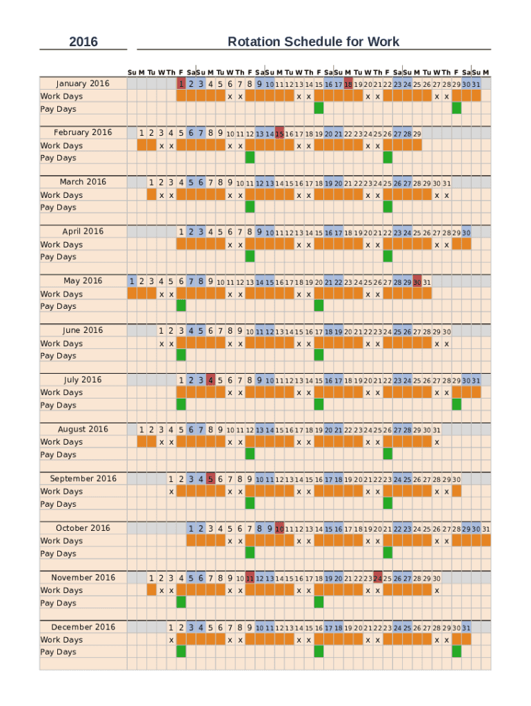 Rotation Schedule Template Fill And Sign Printable 