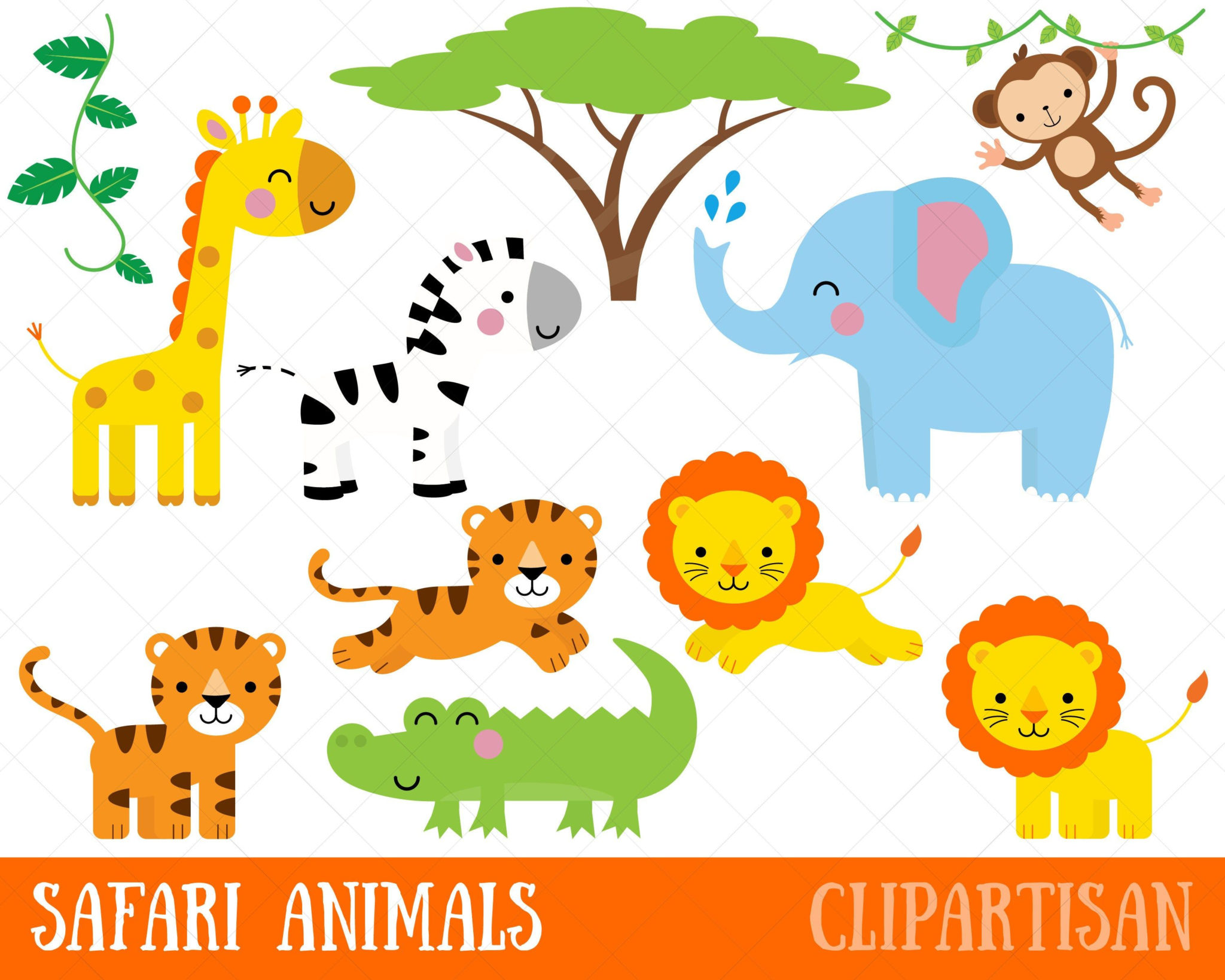 Safari Zoo Animals Clipart Zoo Keeper Jungle Animals | FreePrintableTM.com