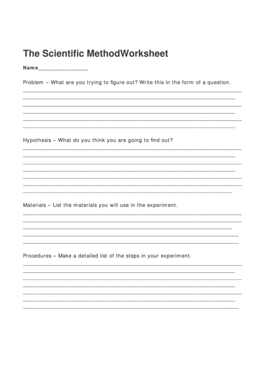 Scientific Method Worksheet Form Printable Pdf Download