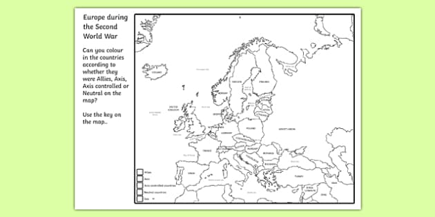 Second World War Colouring Map World War Two Ww2 World War