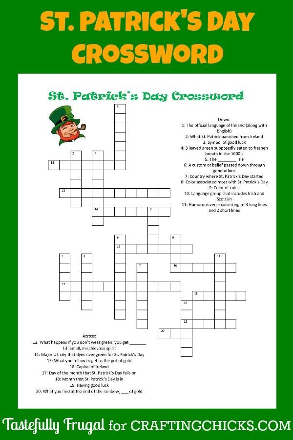 St Patrick s Day Crossword St Patrick Day Activities 