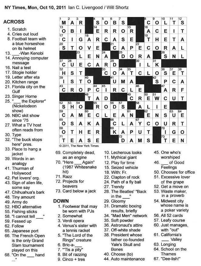 The New York Times Crossword In Gothic 10 10 11 