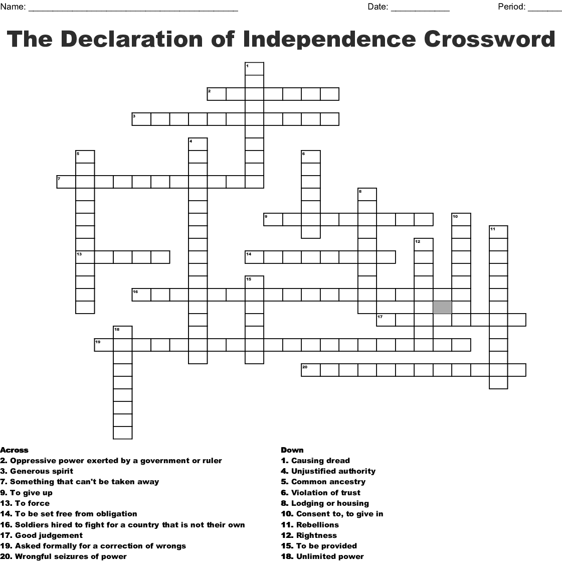 Thomas Jefferson Crossword WordMint FreePrintableTM com
