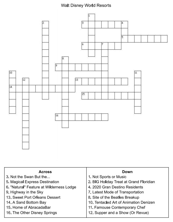 Three Disney Crossword Puzzles To Do Over Your Lunch Break 