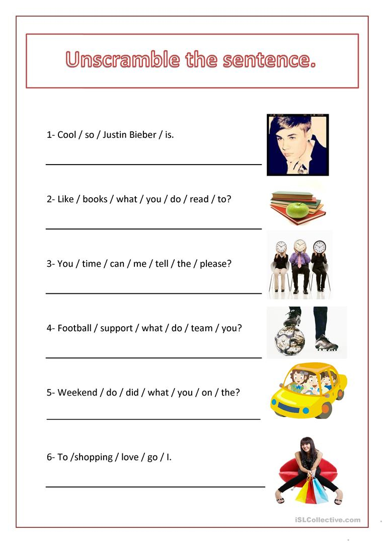 Unscramble The Sentence Worksheet Free ESL Printable 