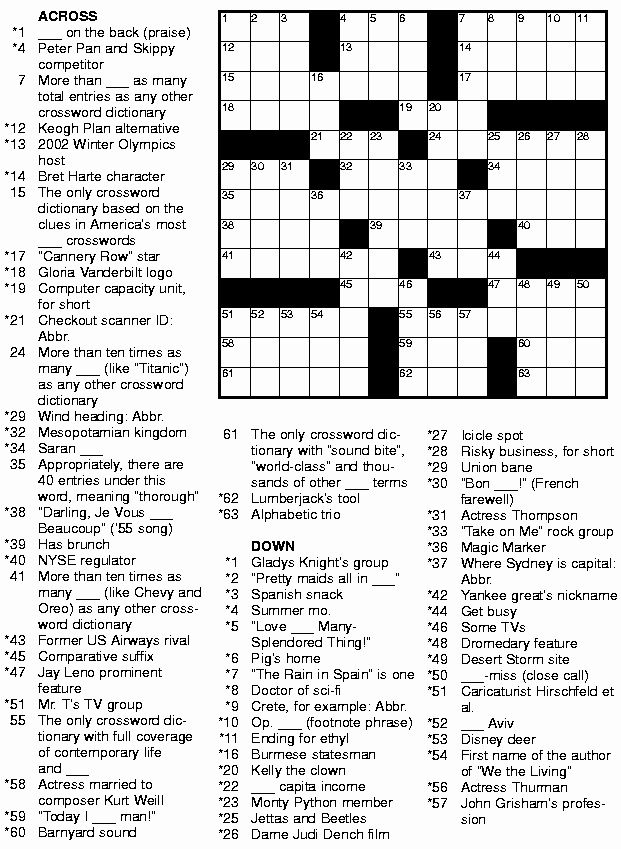 Usa Today Crossword Printable Free Printable Crossword 