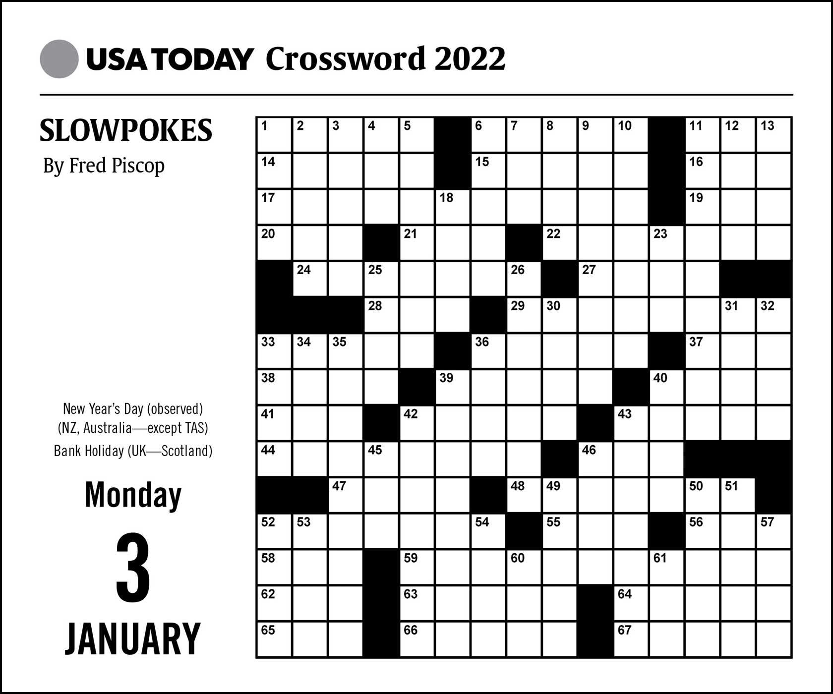 USA Today Crossword Puzzles 2022 Day to Day Calendar 