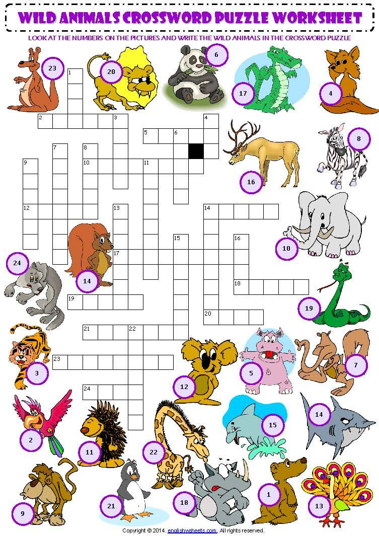 Wildlife Crossword Puzzle Printable Printable Crossword 