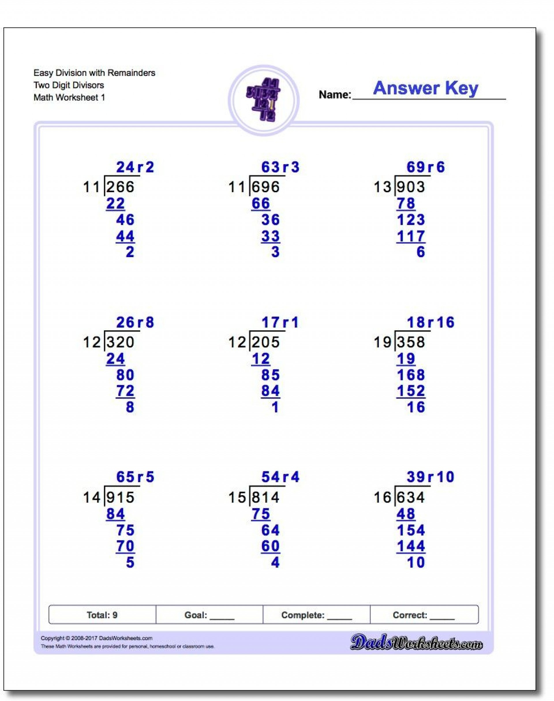 036 Fifth Grade Math Word Problems Printable Long Division 