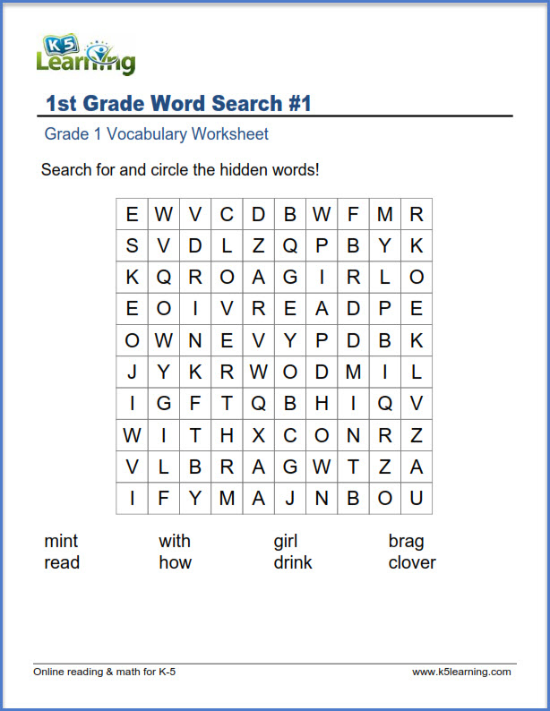 18 Pedagogic 1st Grade Word Searches KittyBabyLove