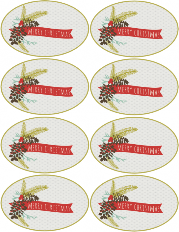 Christmas Holiday Assorted Circle And Oval Labels 