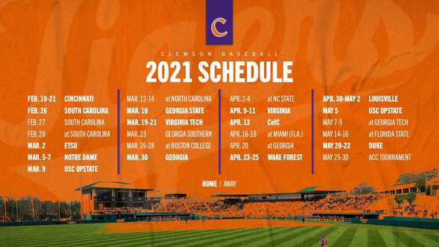 Clemson Baseball 2021 Schedule Announced Clemson Sports News