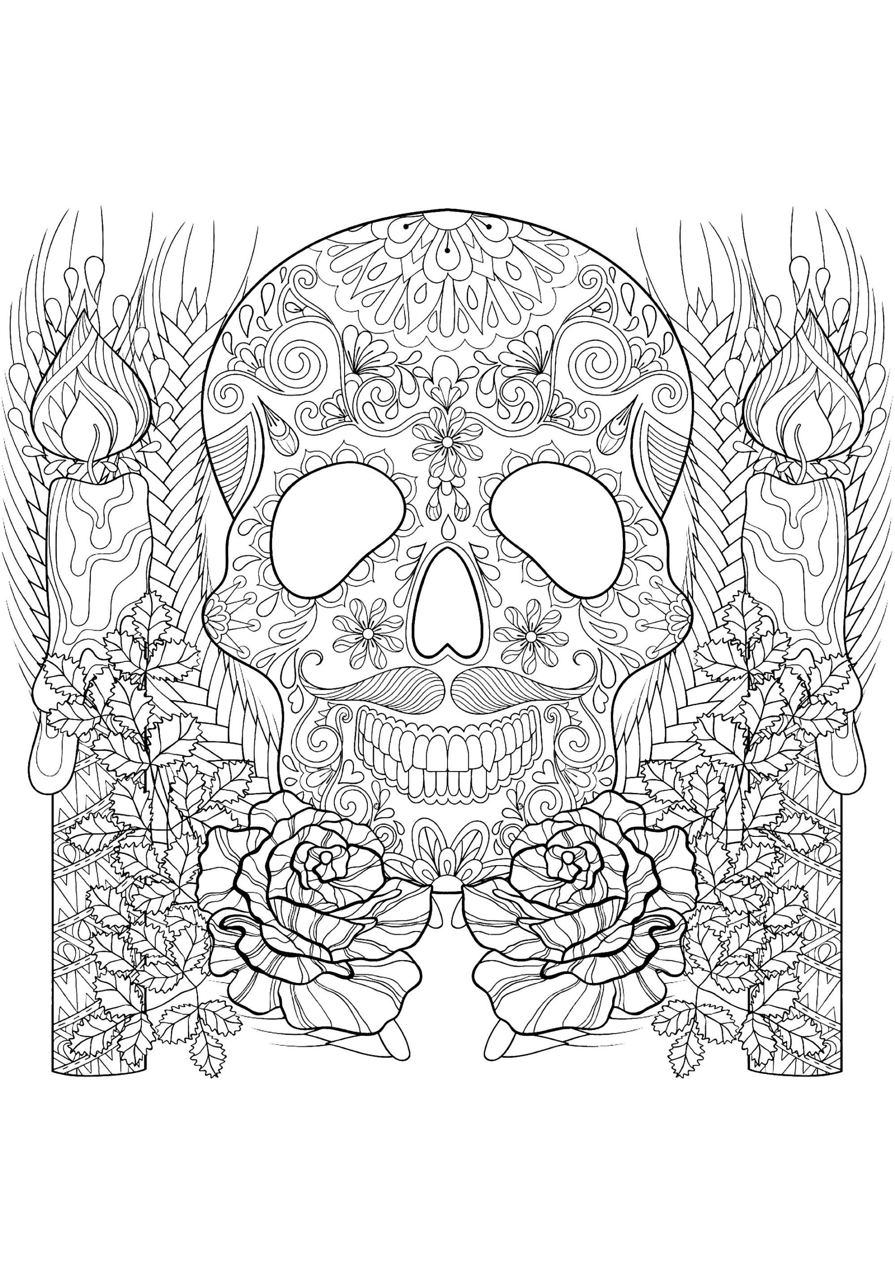 Cr ne Et Bougie Coloriage Halloween Coloriages Pour 