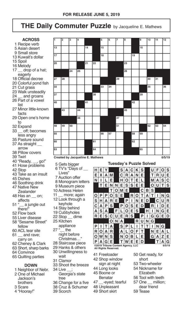Commuter Crossword Puzzle Printable FreePrintableTM com
