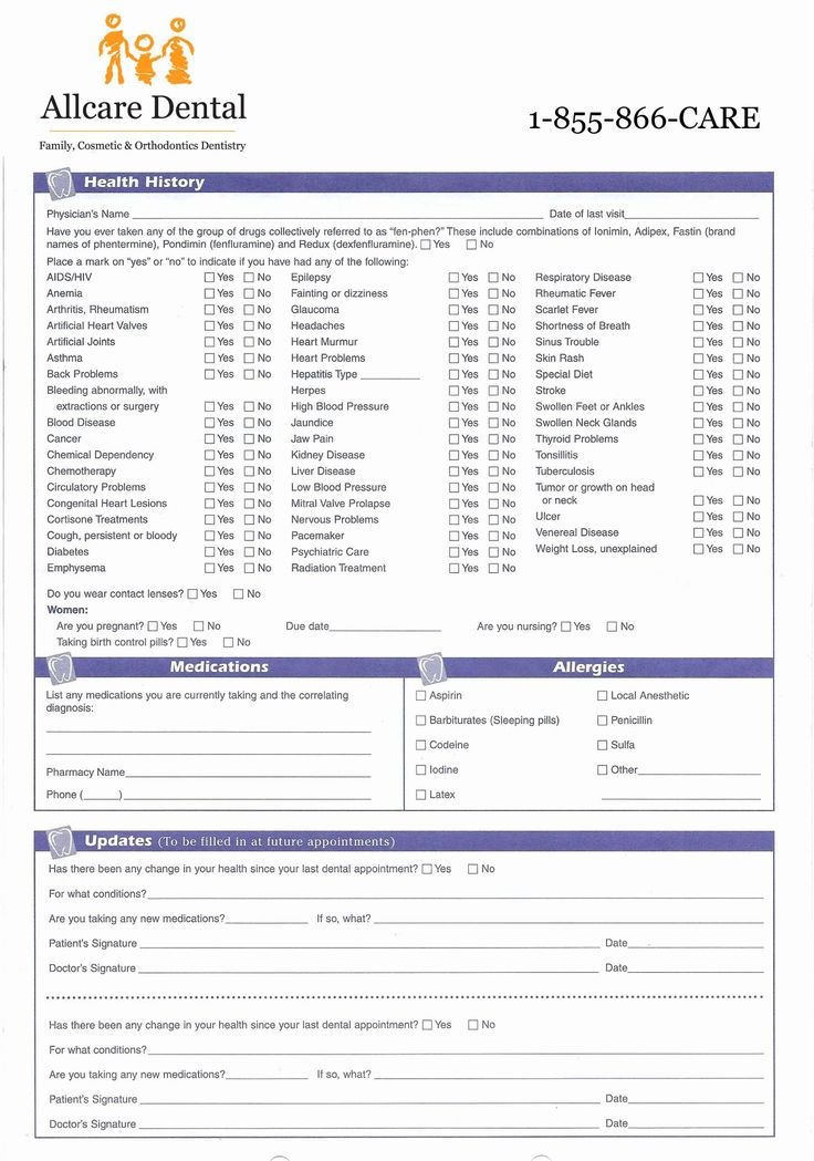 Dental Medical History Form Template Awesome Medical 