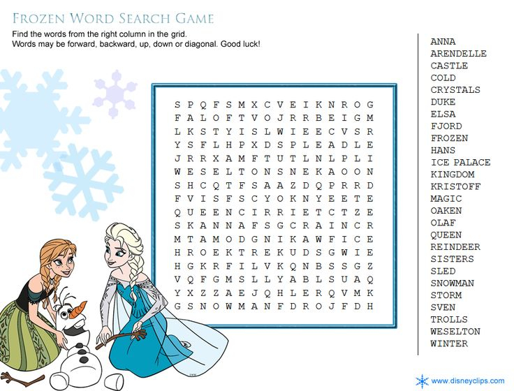 Disney s Frozen Word Search Disney Word Search Disney 